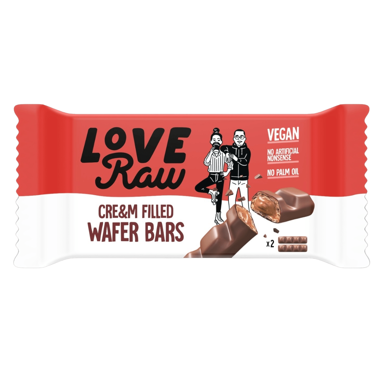 LoveRaw Schokoladen-Waffel-Riegel mit Nussfüllung 43g